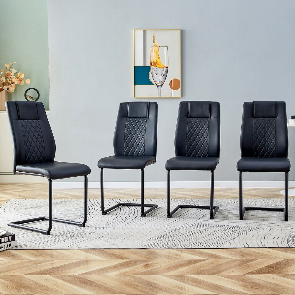 Artificial leather cushioned seats  dining chairs. Dining Room   Living Room Chair. with metal legs set of 4