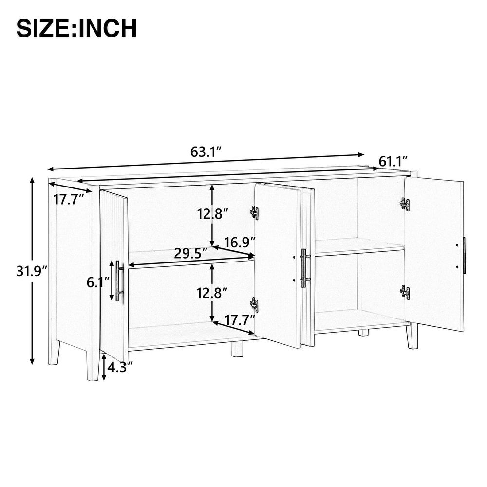 Accent Storage Cabinet Sideboard with Metal Handles