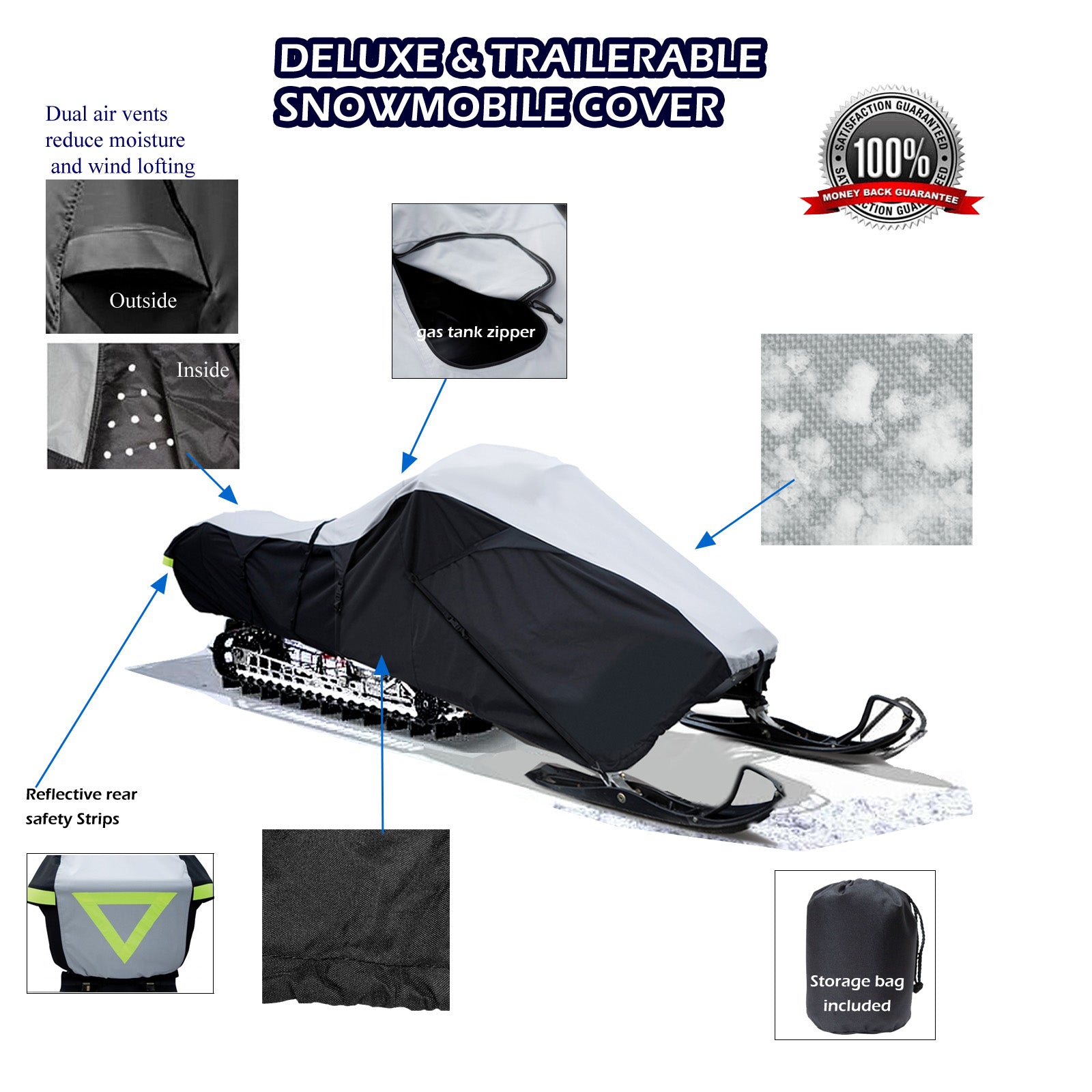 Snowmobile Cover Deluxe Trailerable Fits up to 125