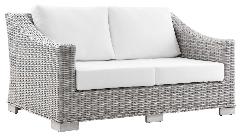 Conway Outdoor Patio Wicker Rattan Loveseat   Tropical   Outdoor Loveseats   by Modway  Houzz