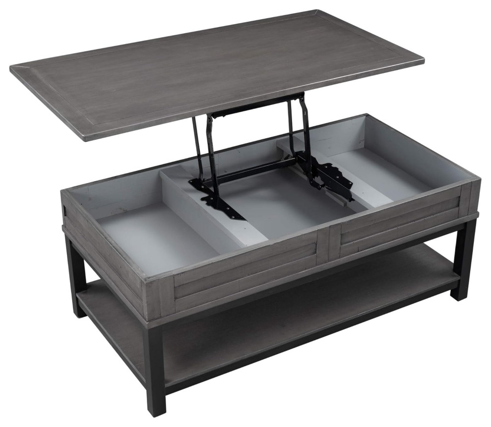 Modern Coffee Table  Open Shelf  ampRectangular Lifting Top With Inner Space  Grey   Modern   Coffee Tables   by Decor Love  Houzz