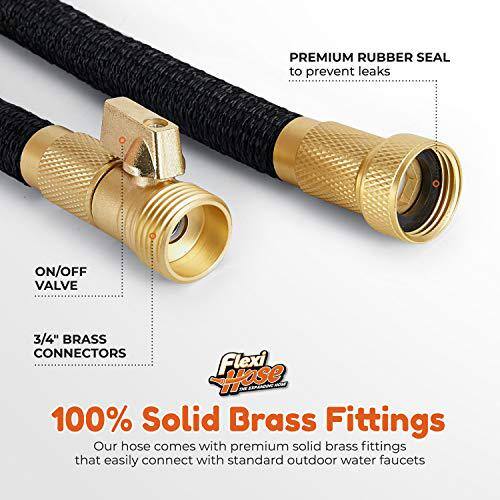 Flexi Hose 34 in x 150 ft. with 8 Function Nozzle Expandable Garden Hose Lightweight and No-Kink Flexible Black 17101