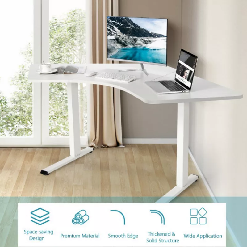 72-Inch L Shaped Splice Desktop for Standard and Sit to Stand Desk