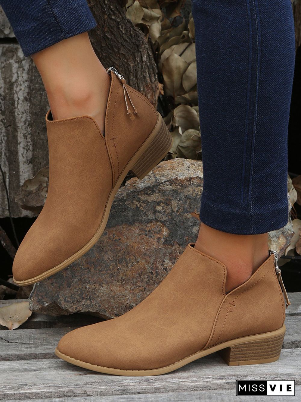 Simple Plain Chelsea Zip Ankle Boots