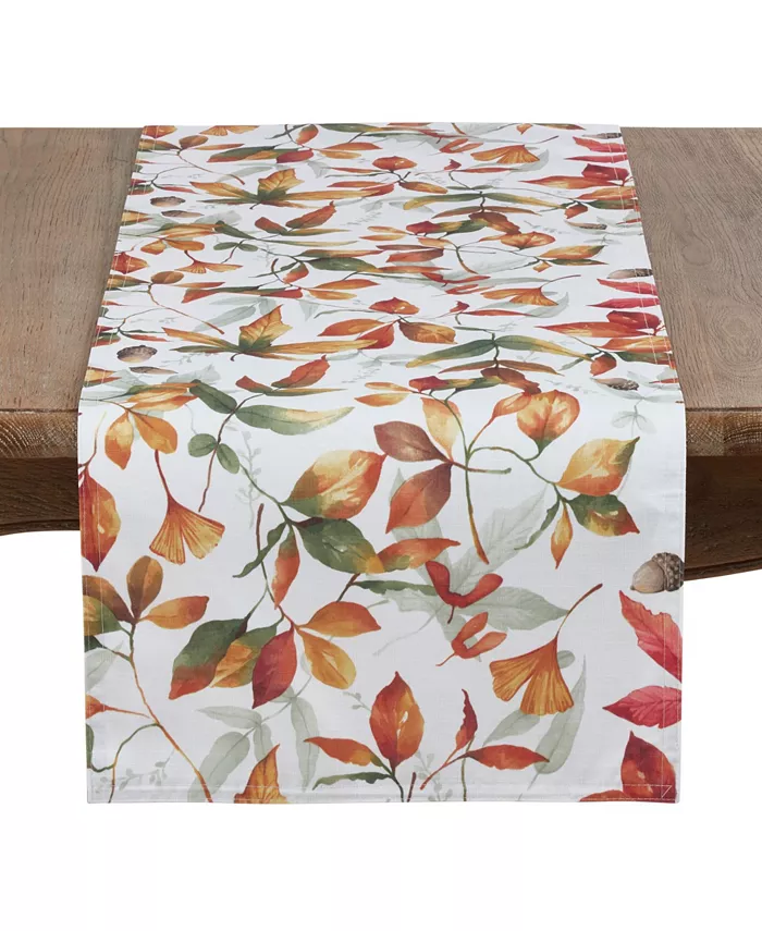 Saro Lifestyle Fall Leaves Design Runner In Soft Tones