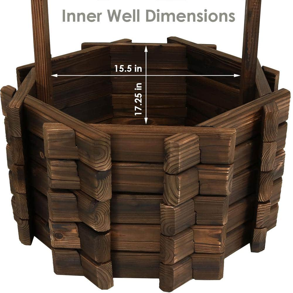 Sunnydaze Decor 45 in. Wishing Well Wood Outdoor Garden Planter DSL-116