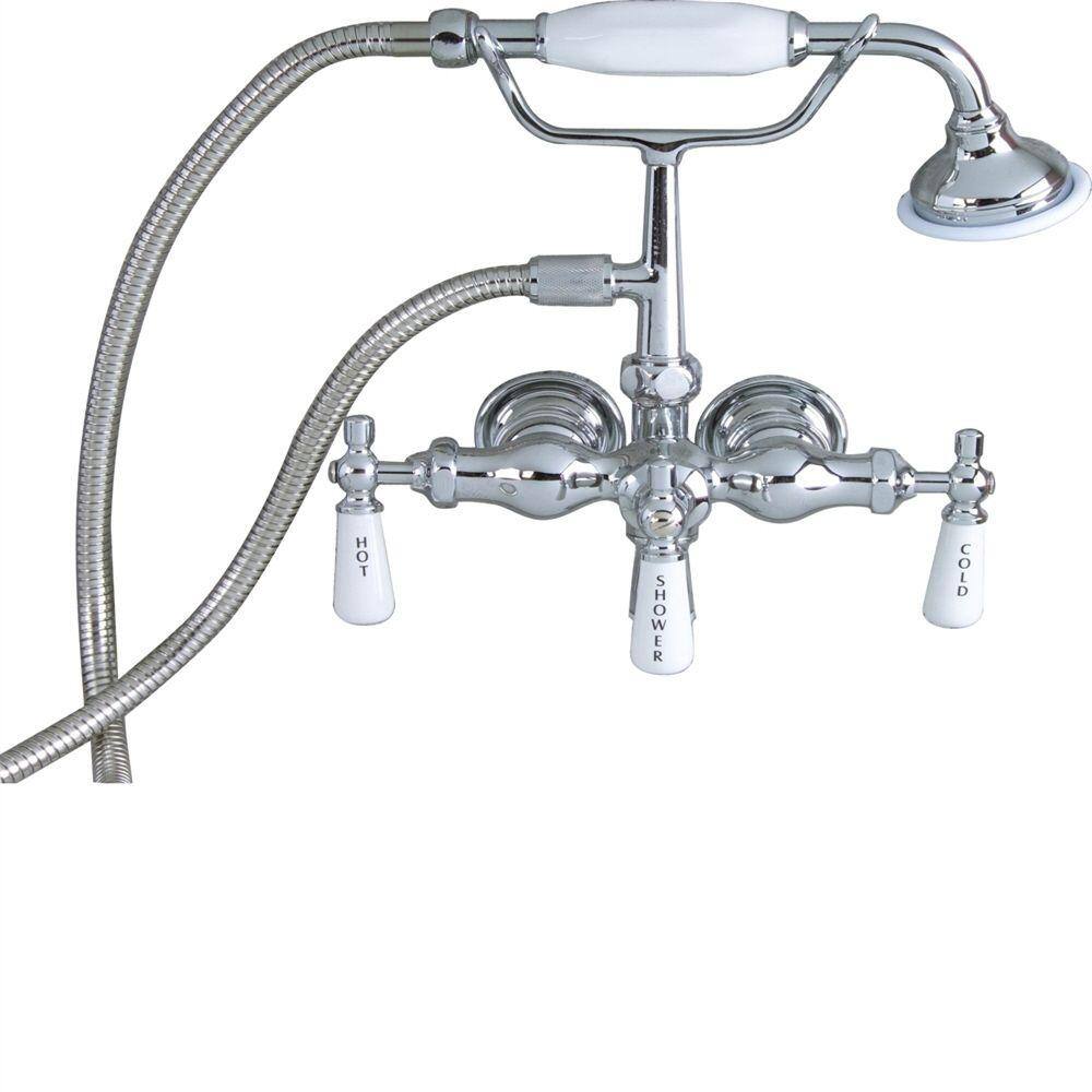 Pegasus 3-Handle Claw Foot Tub Faucet with Old Style Spigot and Hand Shower in Polished Chrome 4025-PL-CP