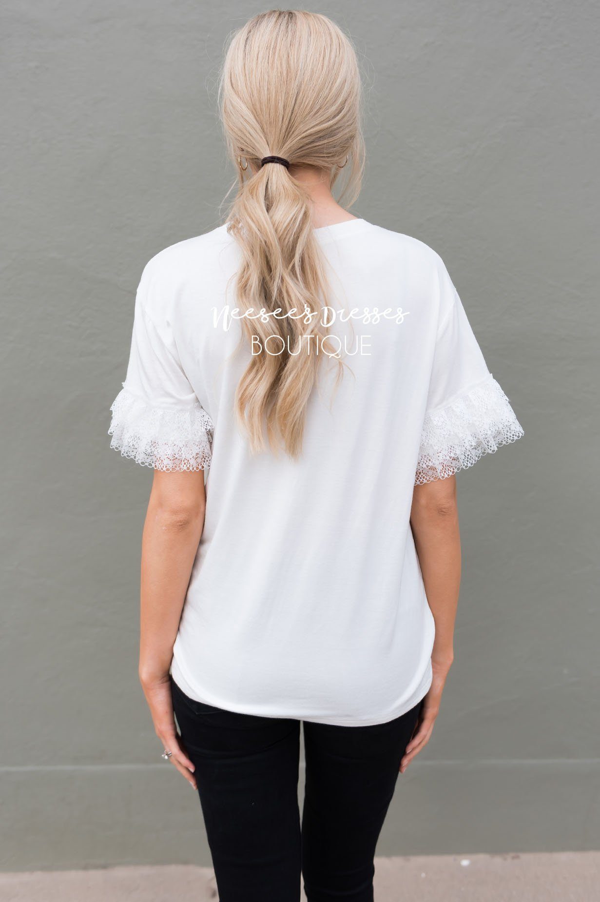 Faint of Heart Lace Sleeve Top