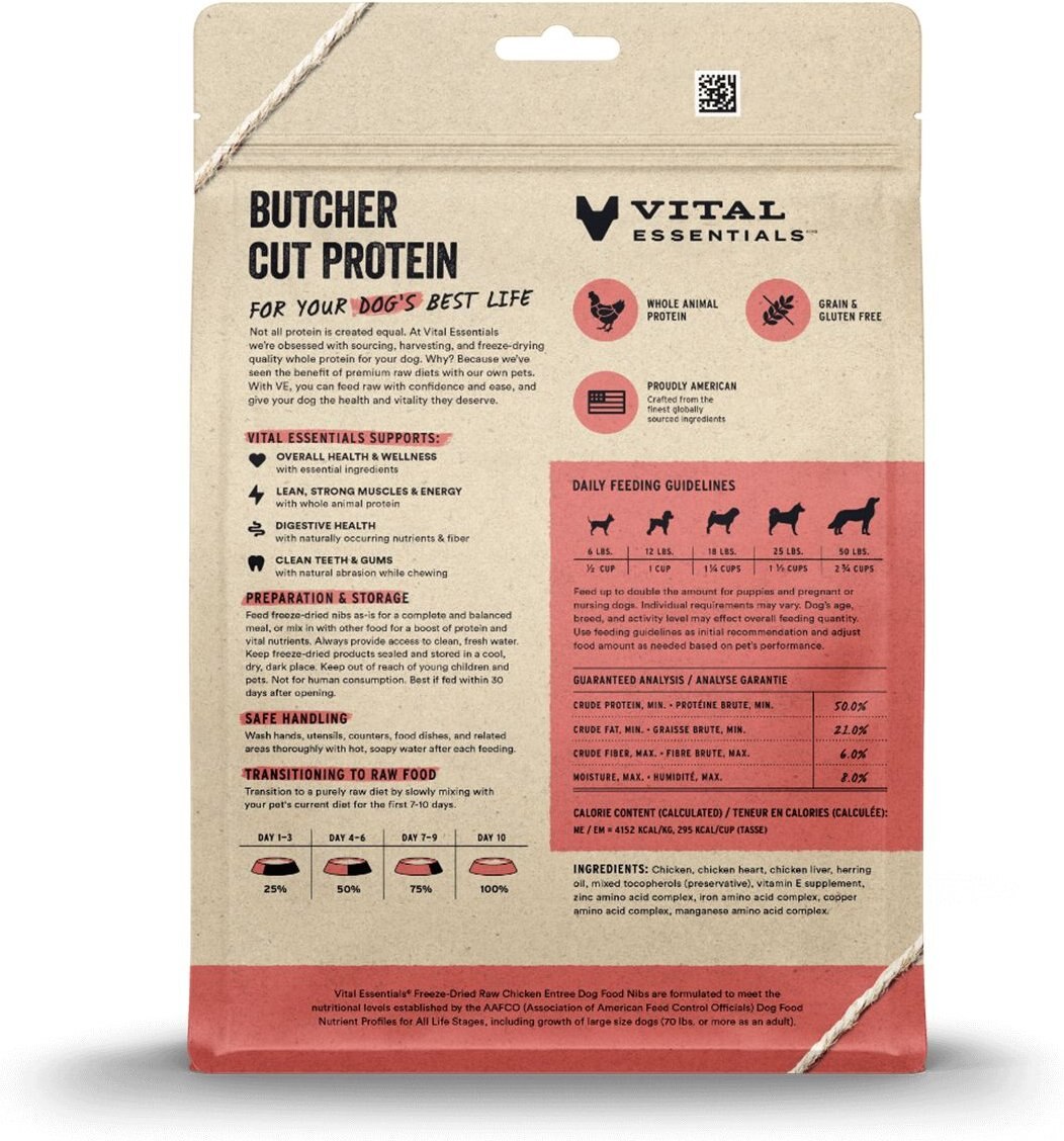 Vital Essentials Chicken Nibblets Grain-Free Freeze-Dried Dog Food