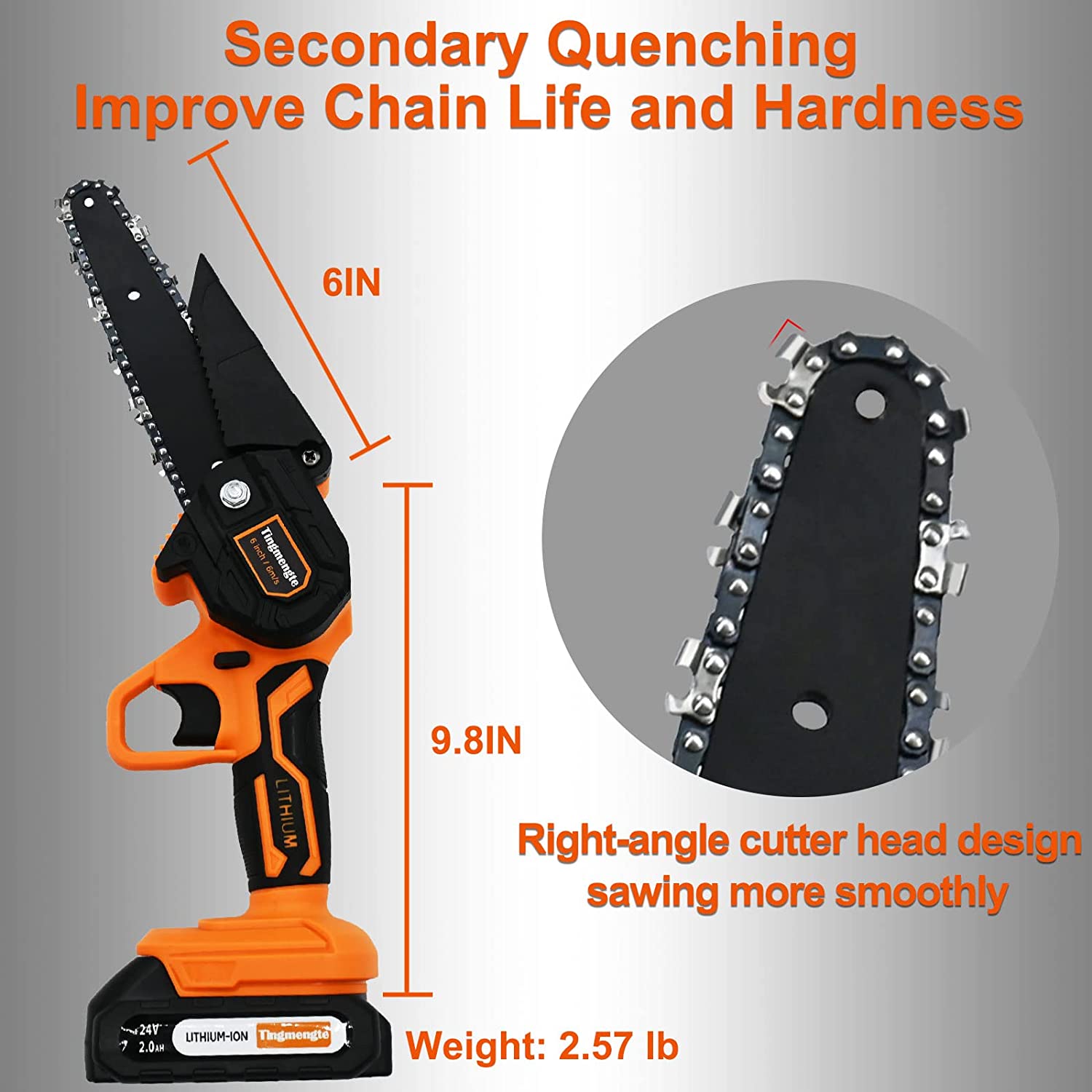 Tingmengte Mini Chainsaw 6 Inch， Cordless Mini Chainsaw Battery Powered