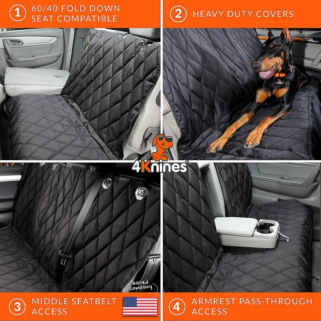 4Knines Split Rear Seat Cover with Hammock