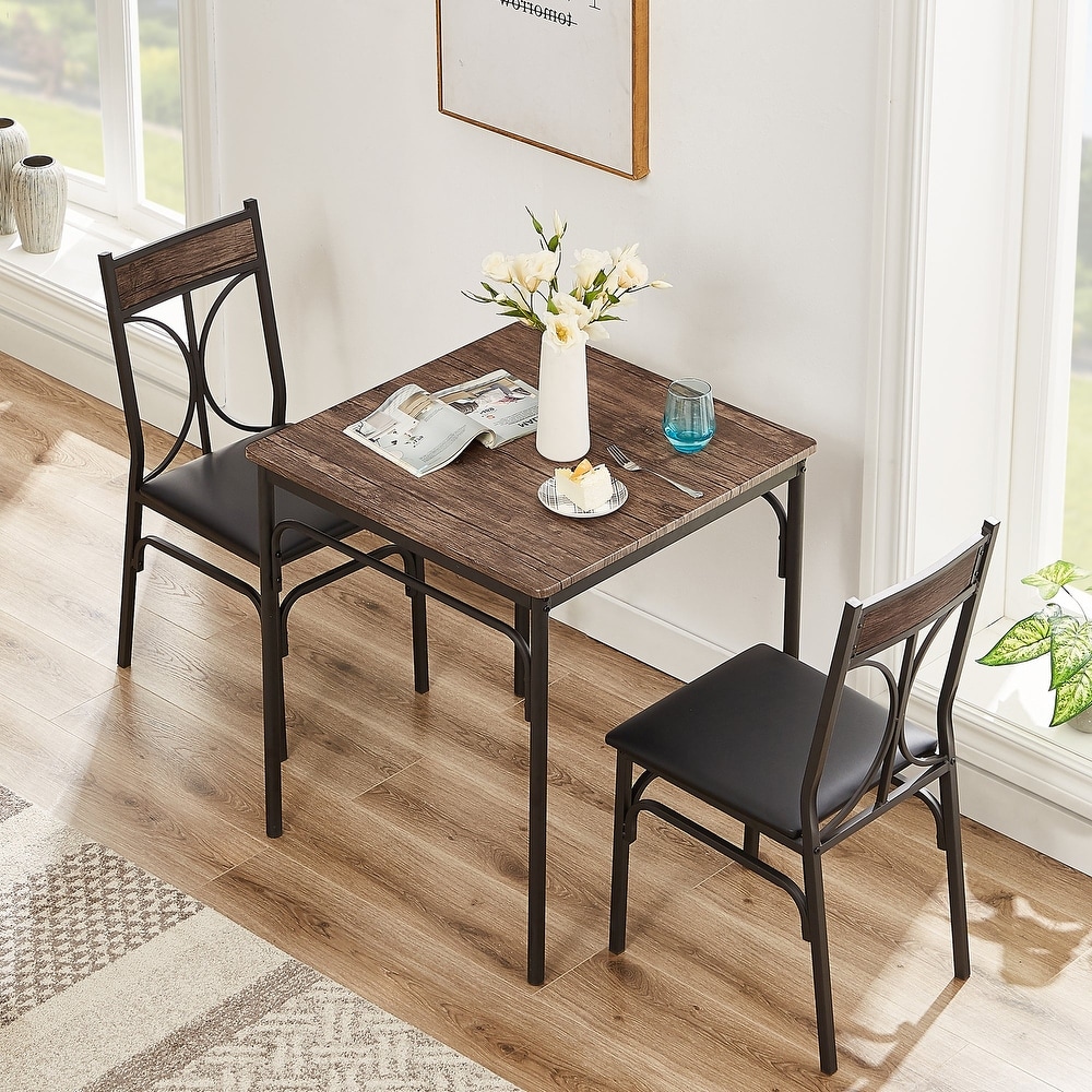 VECELO Bistro Kitchen Dining Table and Dining Chair Set of 2 or 4 (3PCS/5PCS)