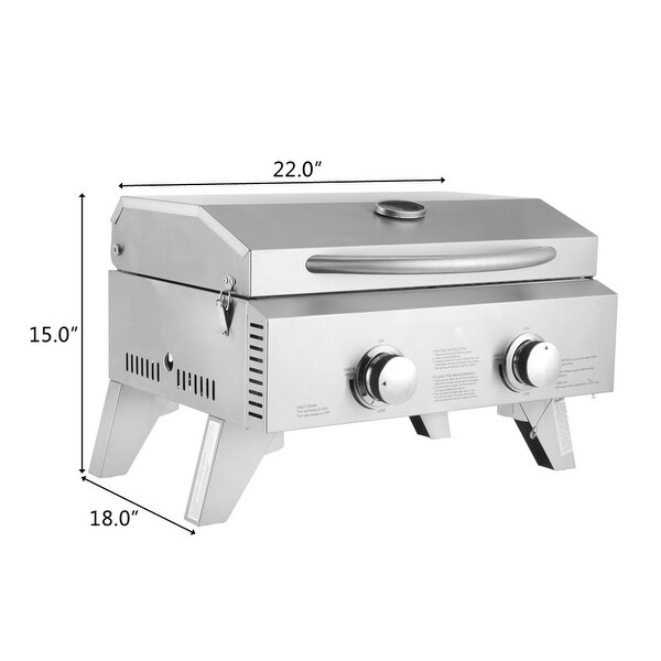 2 - Burner Stainless Steel Portable Liquid Propane 20000 BTU Gas Grill