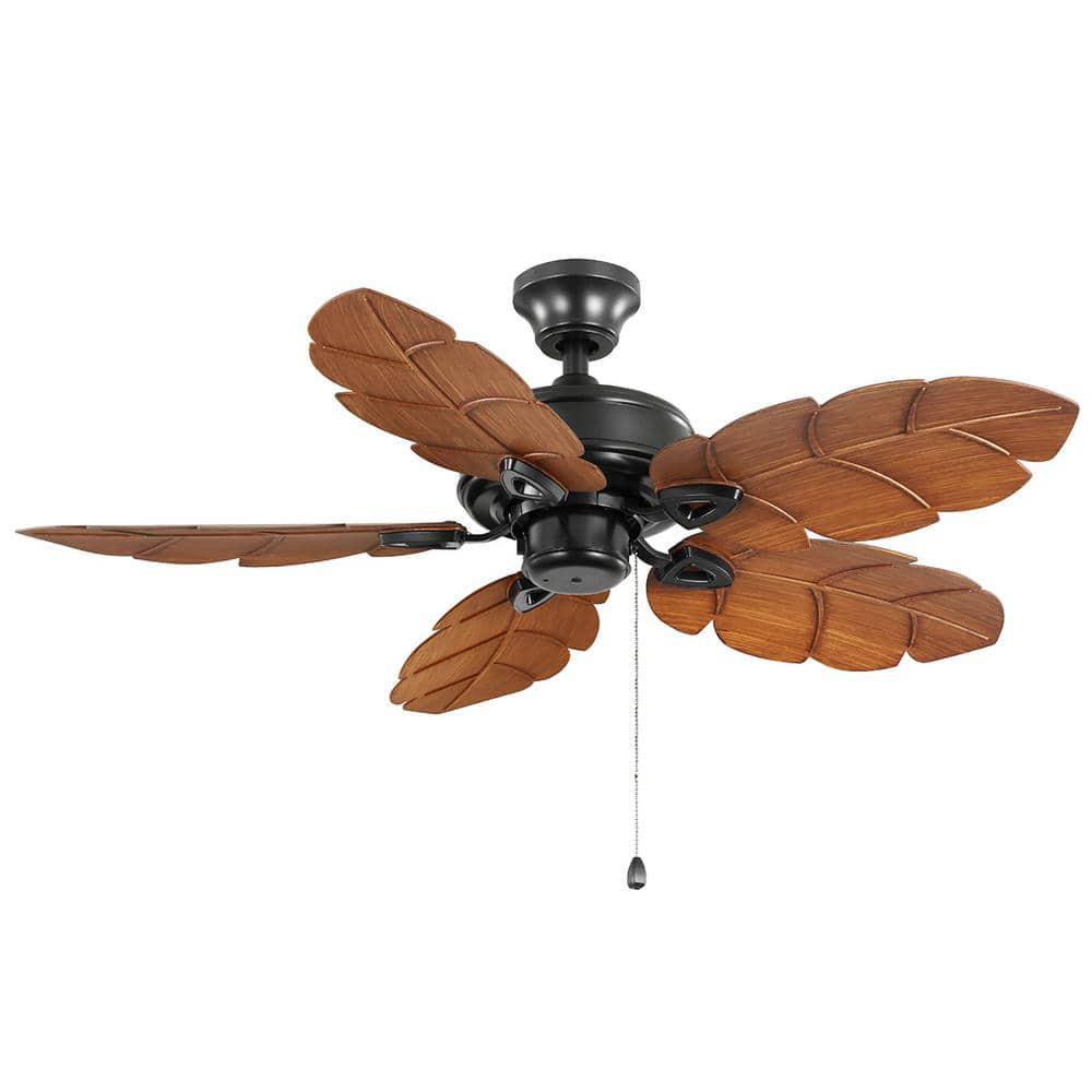 Home Decorators Collection Palm Cove 52 in IndoorOutdoor LED Natural Iron Ceiling Fan with Light Kit Downrod and Reversible Motor