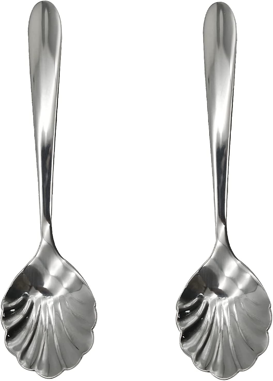 2pcs Shell Shape Stir Spoons 18/10(304) Stainless Steel Sugar Spoon Vintage 4.96inch Teaspoons For Coffee