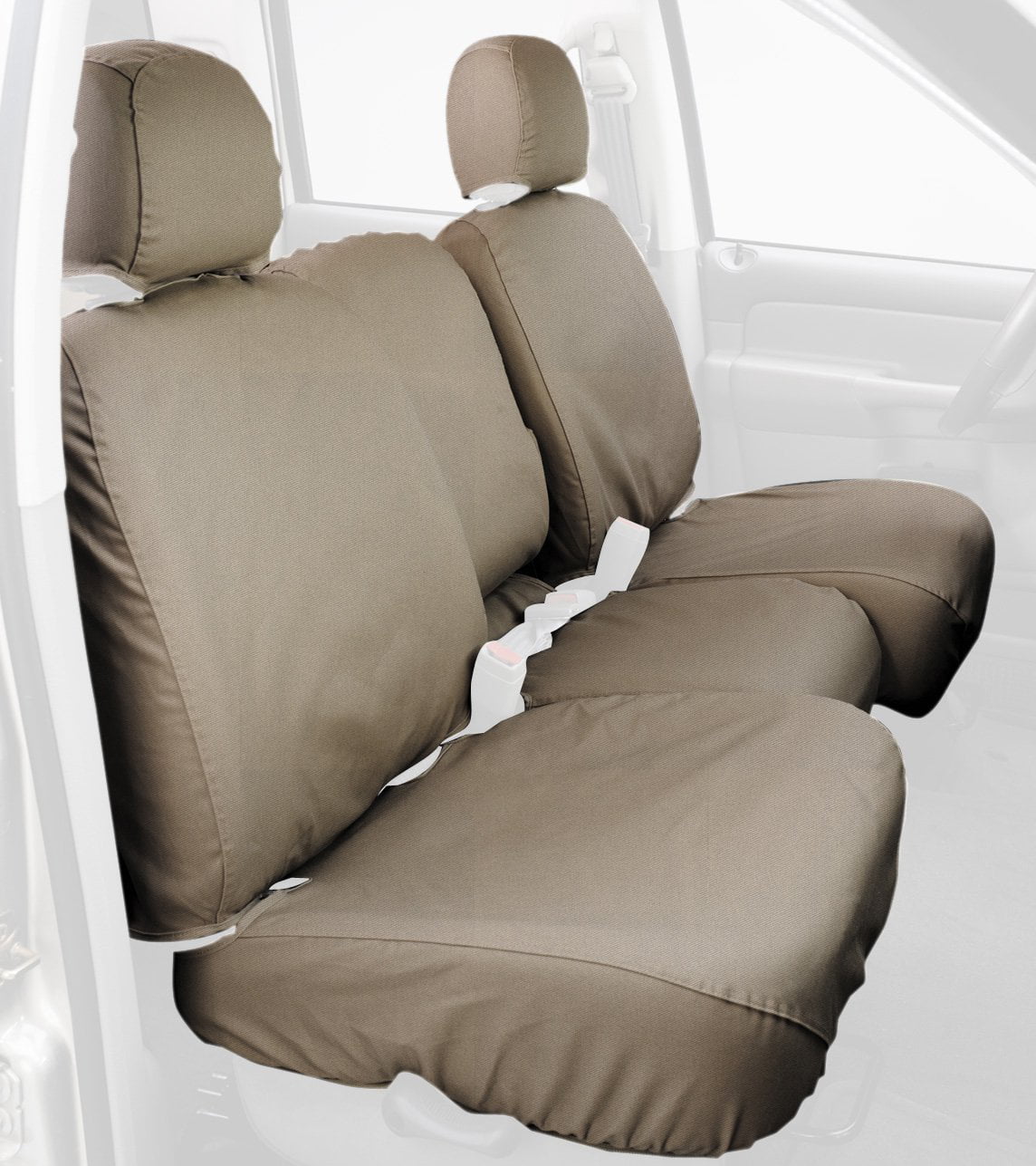 Covercraft Custom-Fit Rear-Second Seat Bench SeatSaver Seat Covers - Polycotton Fabric， Taupe