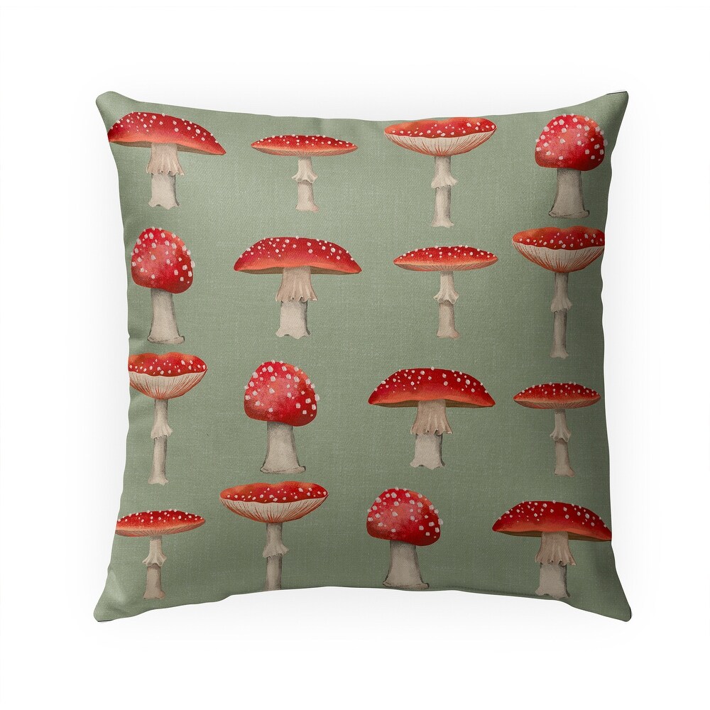 MUSHROOM LINE UP SAGE Outdoor Pillow By Kavka Designs