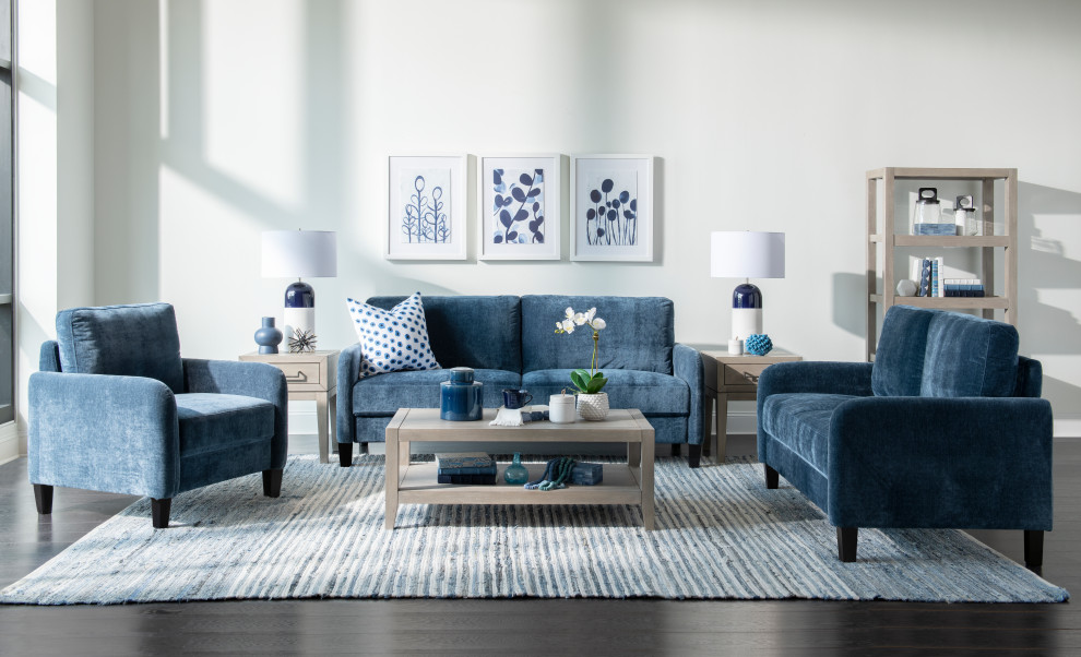 Everly Blue Velvet Loveseat   Transitional   Loveseats   by Legacy Classic  Houzz