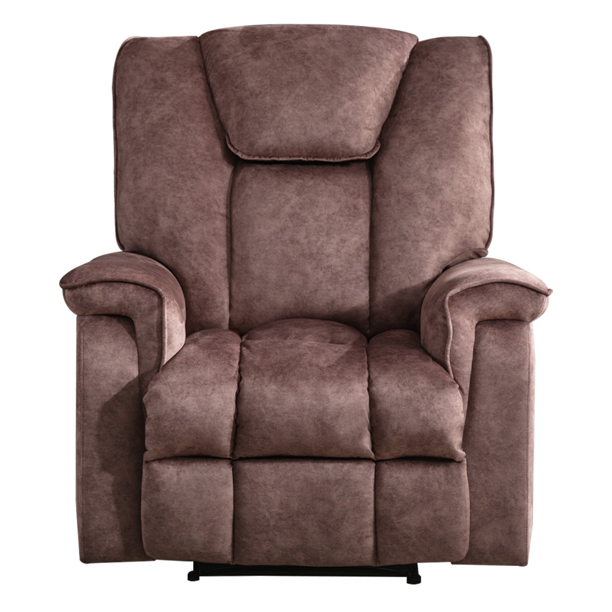 BTMWAY Recliner Chair, Manual Recliner Couch with Vibration Massage, Rocking Function and Heating System, Velvet Fabric Reclining Sofa with Side Pockets, Ergonomic Massage Lounge for Elderly, Brown