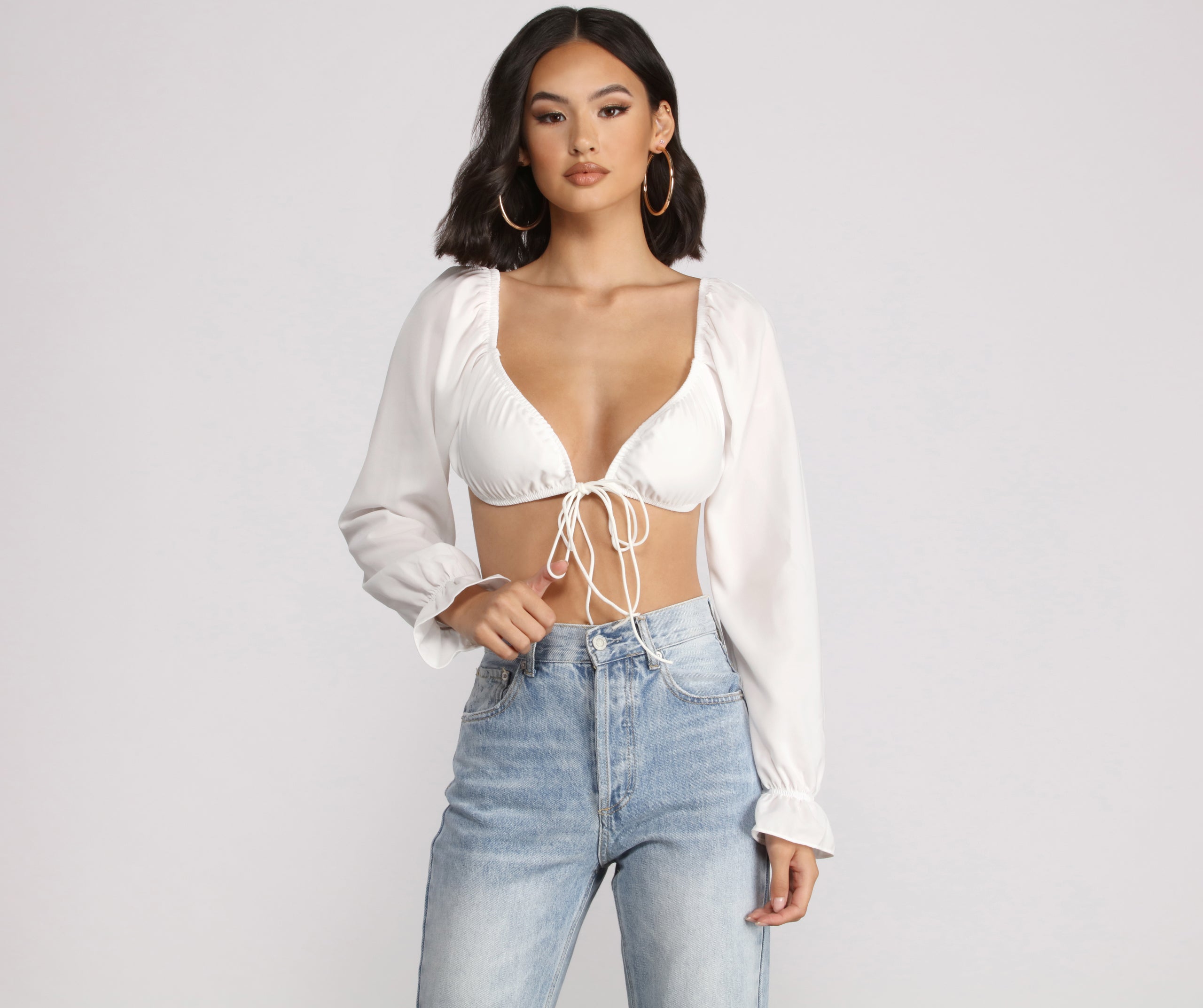 Crushing On You Long Puff Sleeve Crop Top