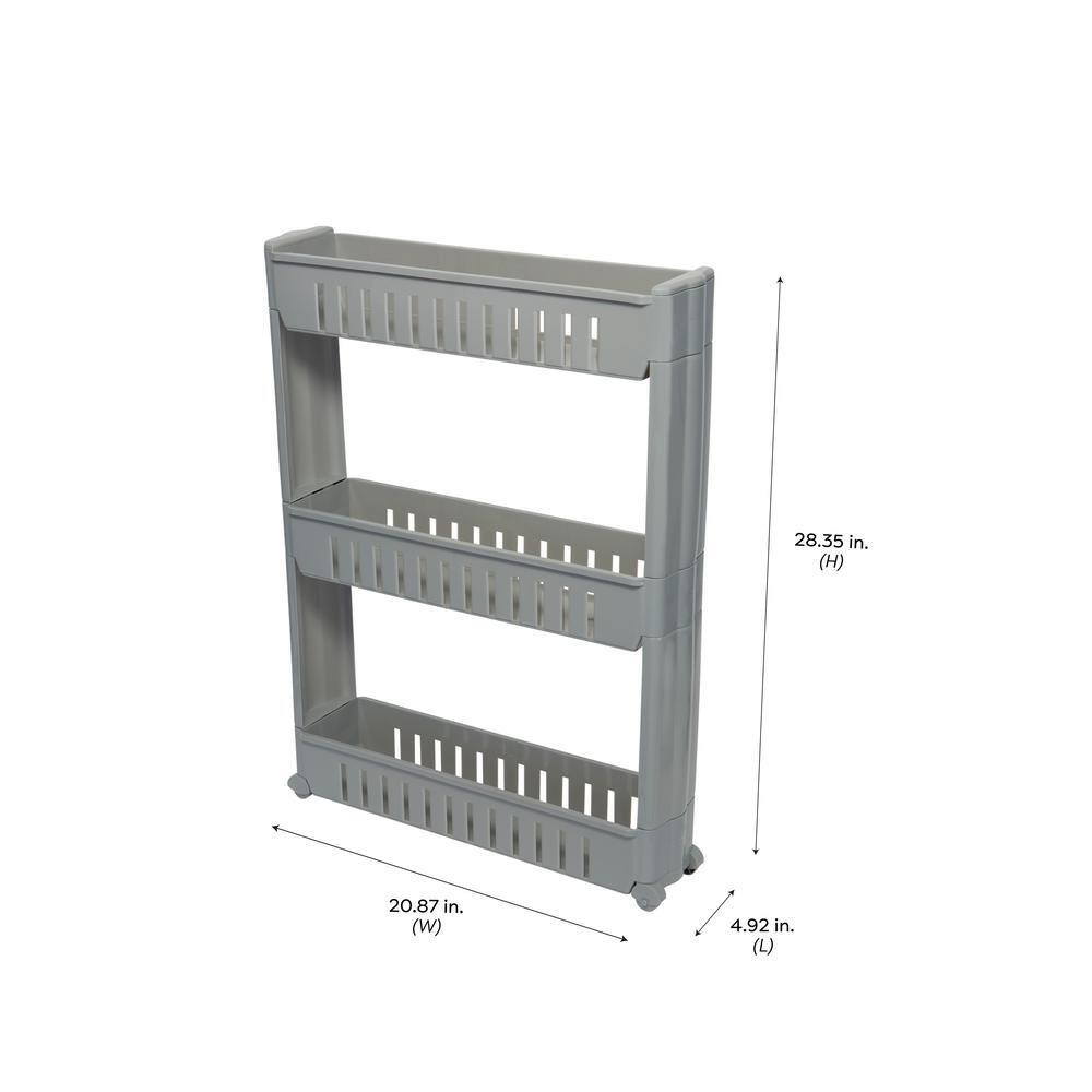 SIMPLIFY 3 Tier Slim Slide Out Storage Cart in Grey 22983-GREY