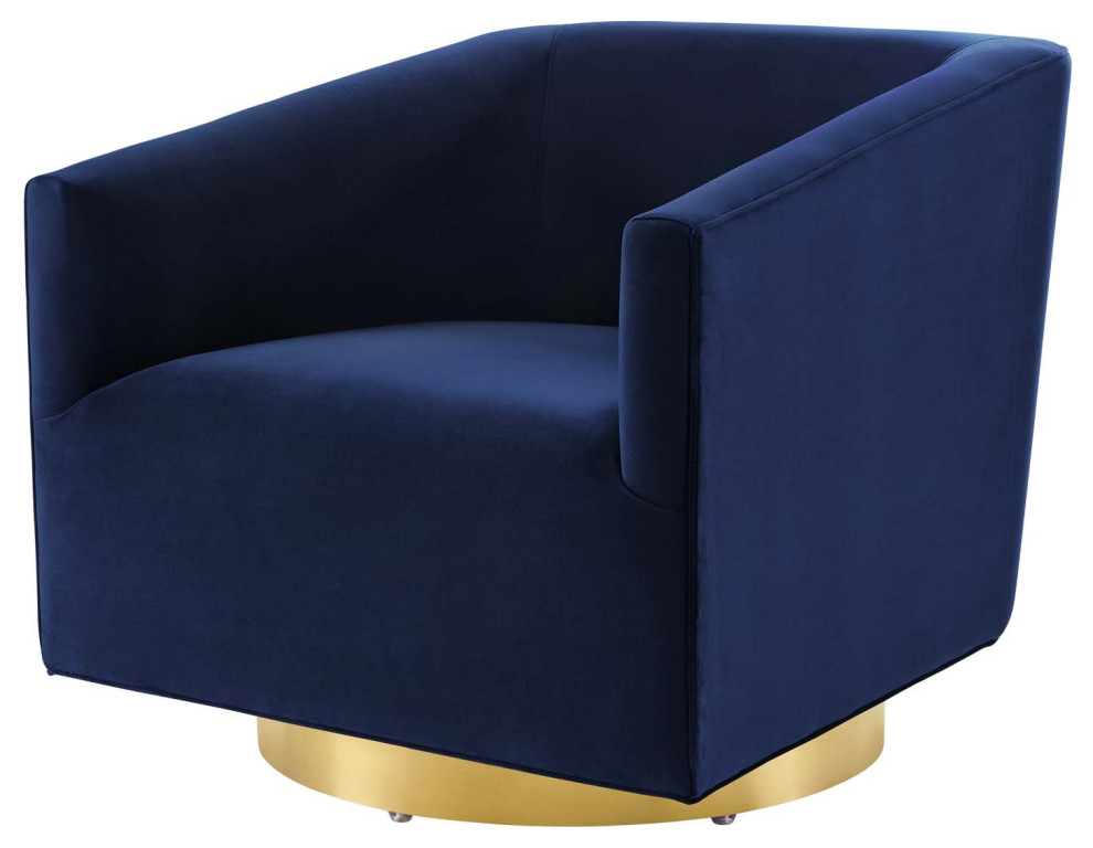 Armchair Accent Swivel Chair  Velvet  Gold Gray  Modern  Lounge Hospitality   Contemporary   Armchairs And Accent Chairs   by House Bound  Houzz