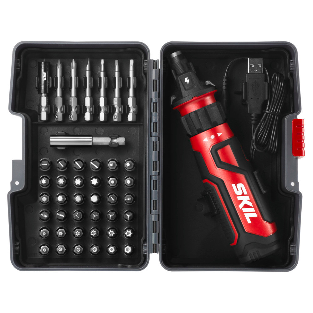 SKIL Rechargeable 4V Screwdriver with Circuit Sensor? and 45 PC Bit Kit ;