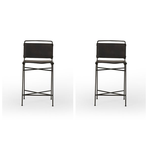 Wharton Counter Stool (Black， Set of 2)