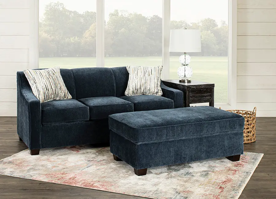 Marinette Blue Convertible Full Sleeper Sofa