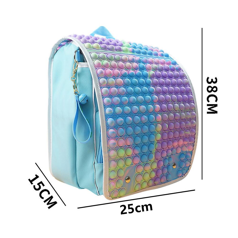 Rainbow Push Bubble Backpack with Adjustable Straps for Kids Antistress Toy Waterproof Large Capacity Storage Bag