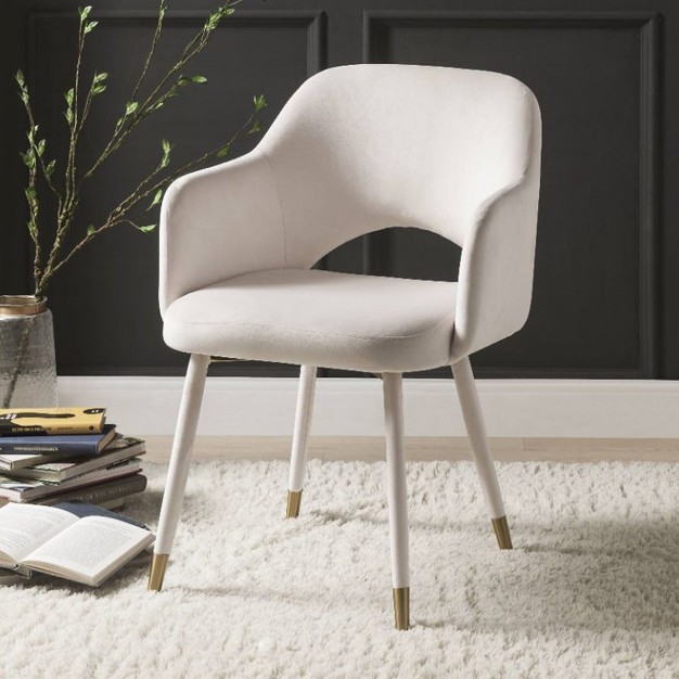 Simple Relax Velvet Upholstered Accent Chair In Cream And Gold