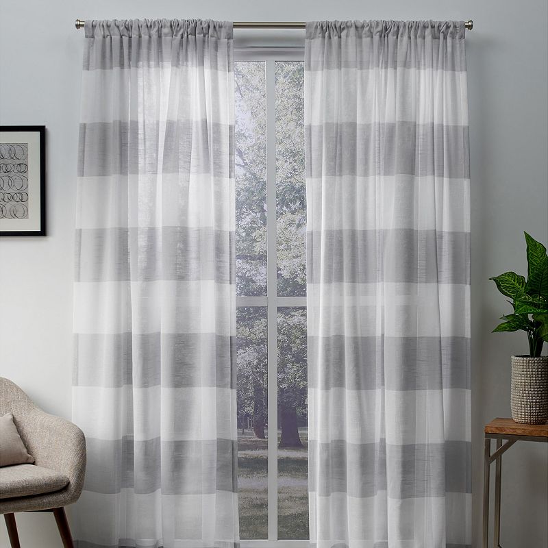 Exclusive Home 2-pack Darma Sheer Linen Rod Pocket Window Curtains