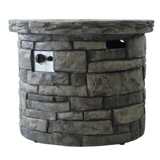 Noble House Xiomara 30 in. x 24 in. Circular MGO Propane Fire Pit in Grey 17025