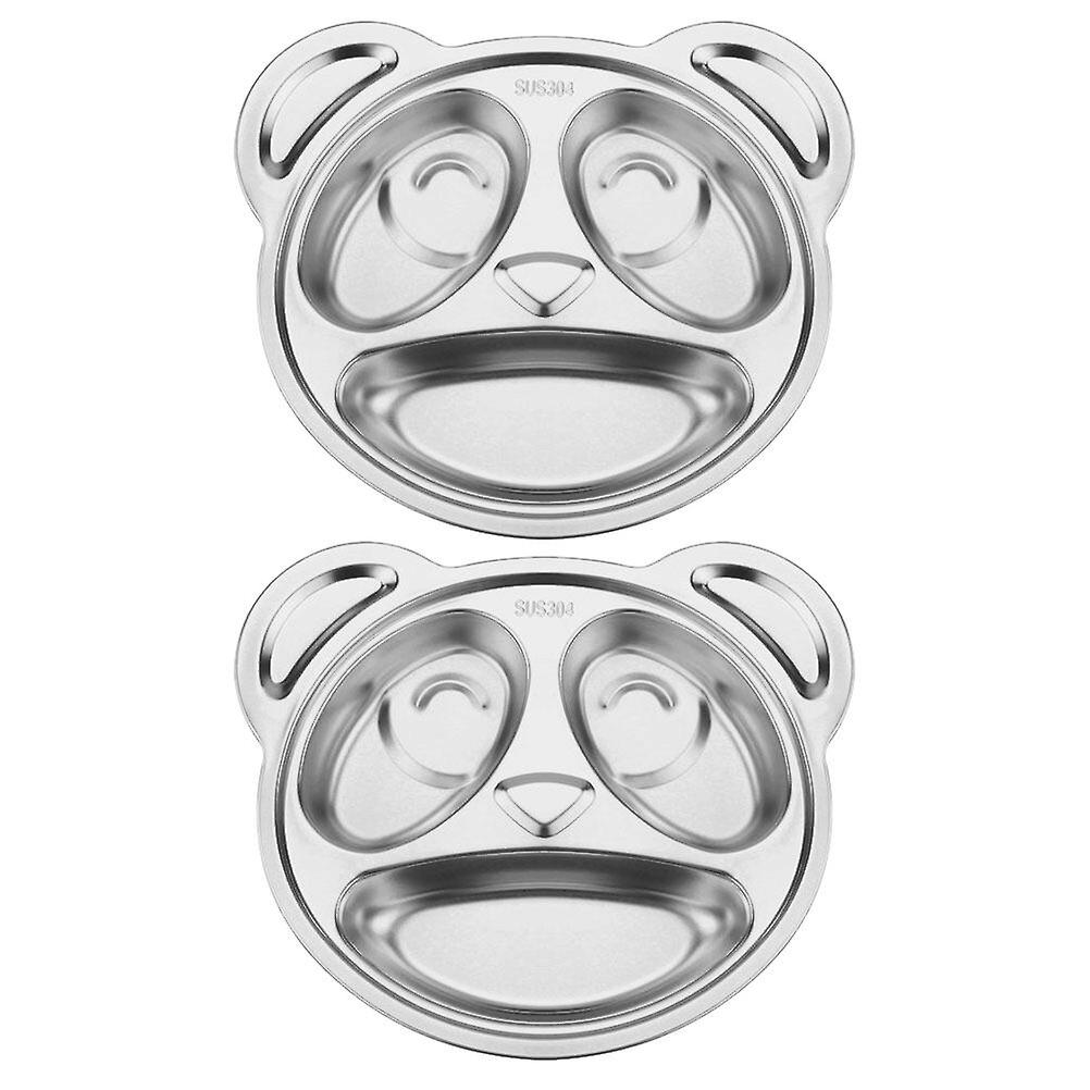 2pcs Food Plate Divided Stainless Steel Food Plate Toddlers Divided Food Serving Plate Kids Plate