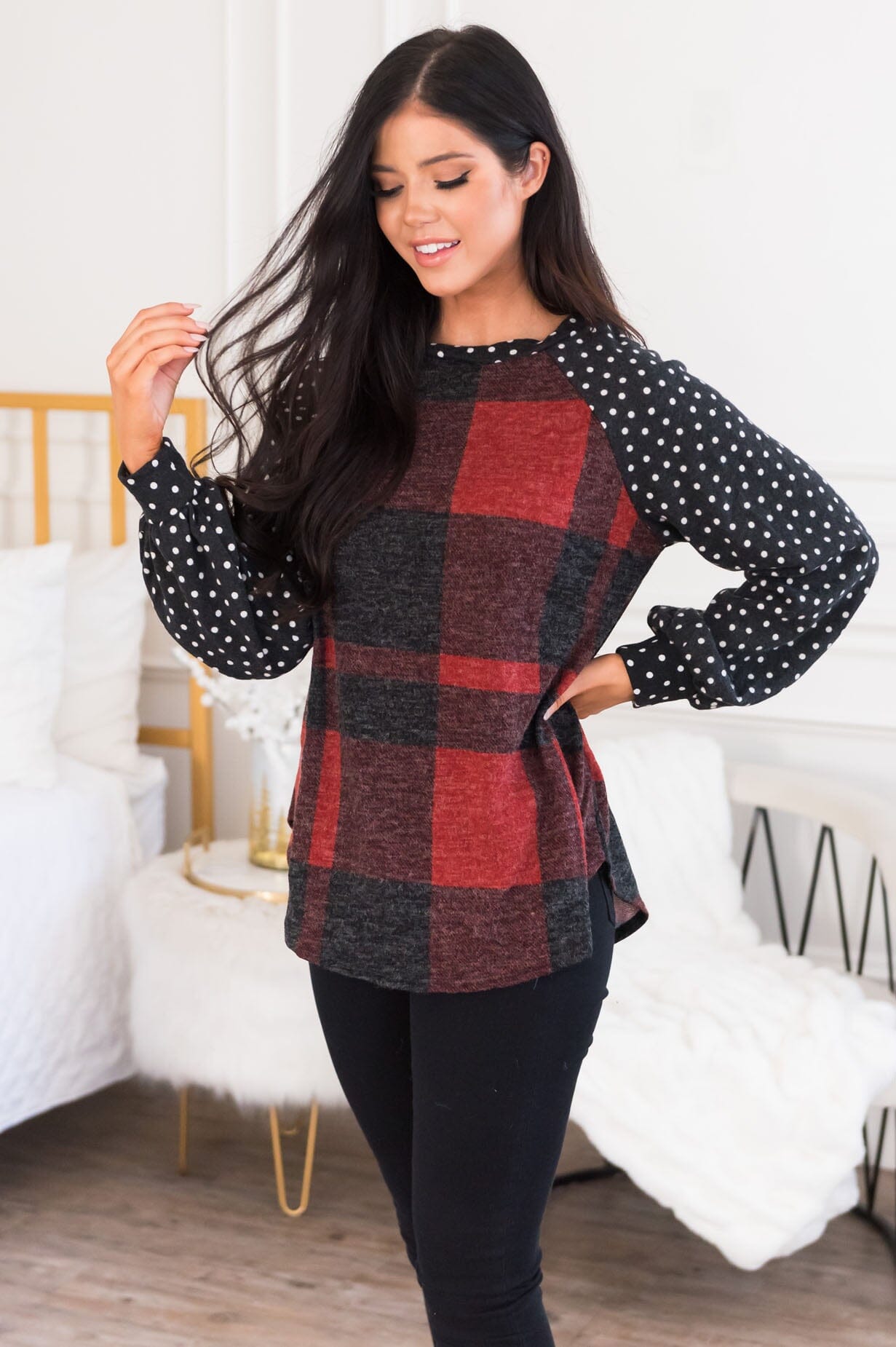 Falling For Plaid Modest Top