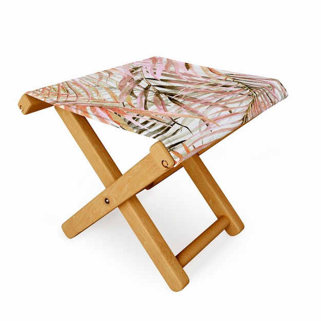 Marta Barragan Camarasa Pink Leaf Folding Stool Deny Designs