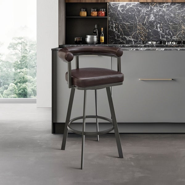 Nolagam Modern Swivel Bar/Counter Stool with Faux Leather and Metal