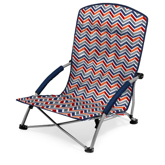 Picnic Time Tranquility Portable Beach Chair Navy Blue gray