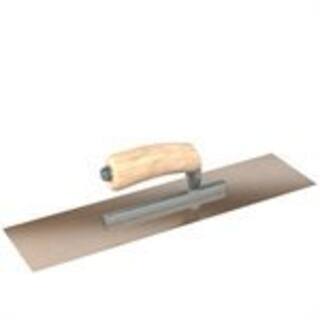 Bon Tool 14 in. x 5 in. Golden Stainless Steel Square End Finishing Trowel with Wood Handle and Short Shank 66-142