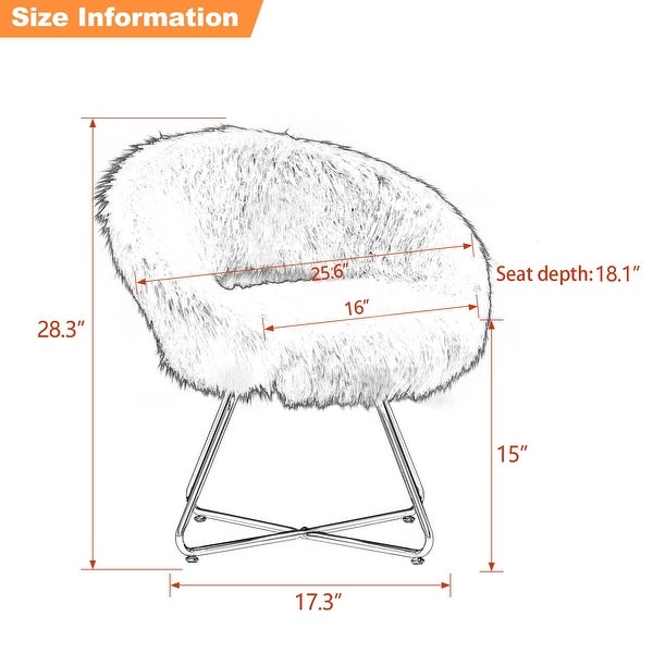 Faux fur chair，Accent Chair Swivel Modern Upholstered Living Room Arm Chairs Bedroom