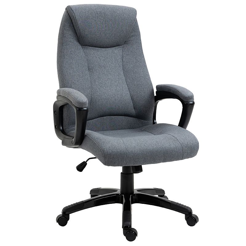 Vinsetto Ergonomic Home Office Chair Desk Computer Chair with 360 degree Swivel Adjustable Height Linen Fabric Padded Armrests and headrest Grey