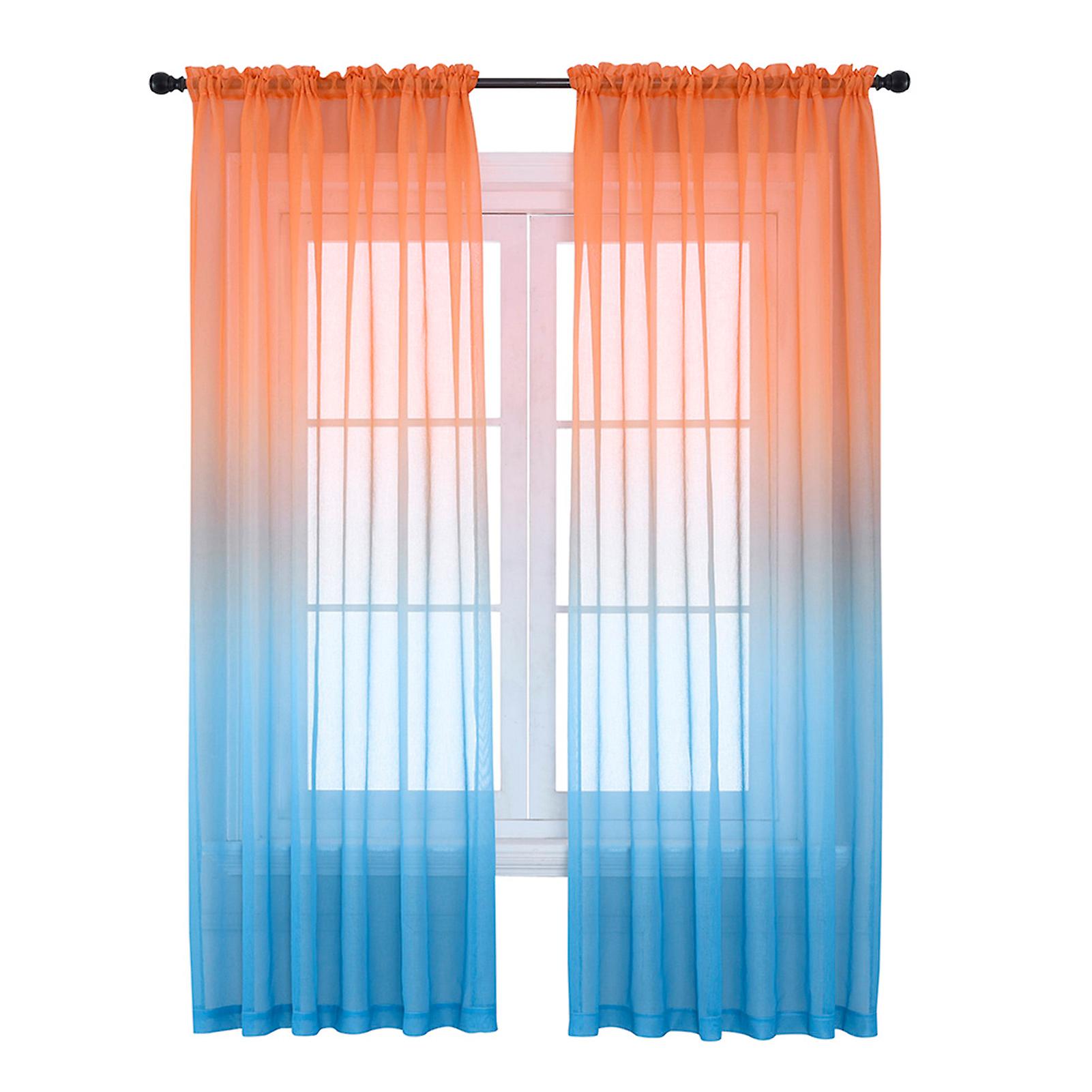 Faux Linen Ombre Sheer Curtains Voile Semi Sheer Curtains For Bedroom Living Room Set Of 2 Curtain Panels52*96in  Spray Style