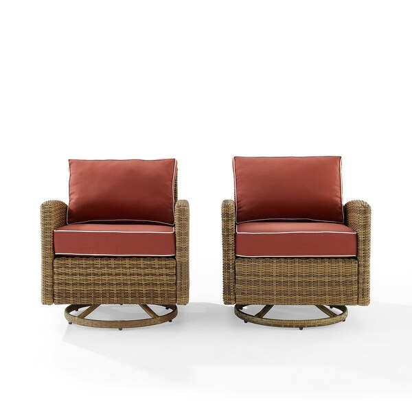 Crosley Bradenton 2Pc Outdoor Wicker Swivel Rocker Chair Set