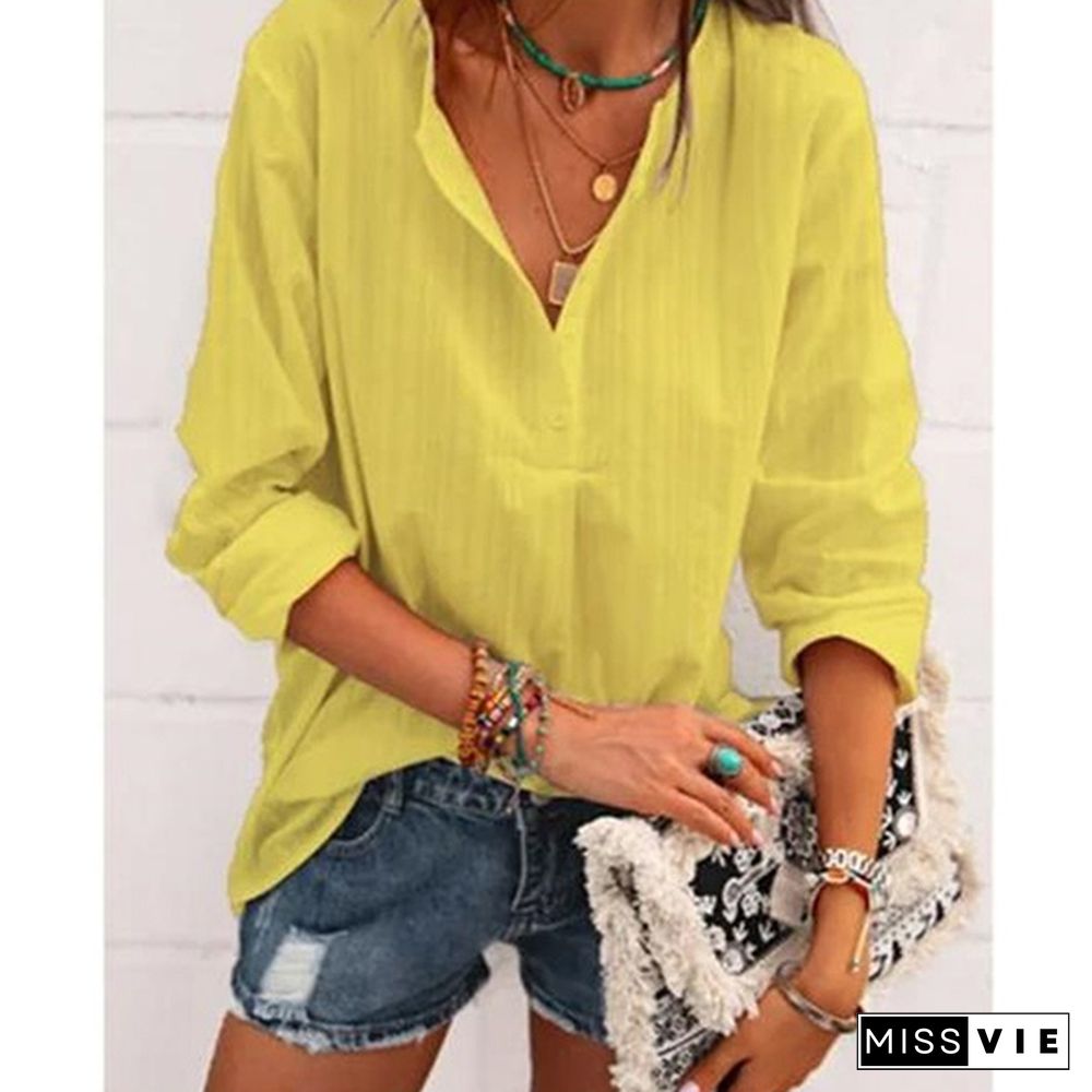 Jacquard Spring and Autumn Loose Blouse Open Tube Round Neck Woven T-shirt