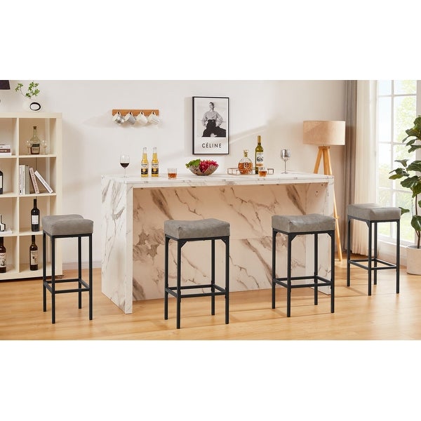 PU Leather Soft Bar Stool，Set of 2