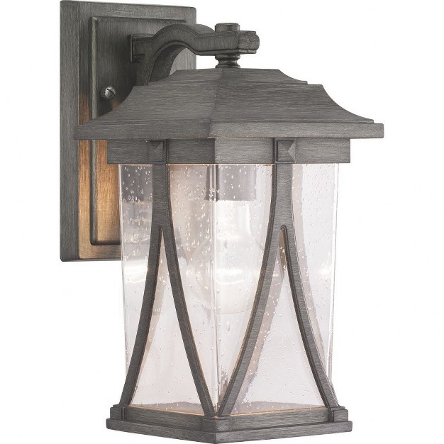 Progress Lighting Abbott 1 light Outdoor Wall Lantern In Antique Pewter With Clear Seeded Glass Shade