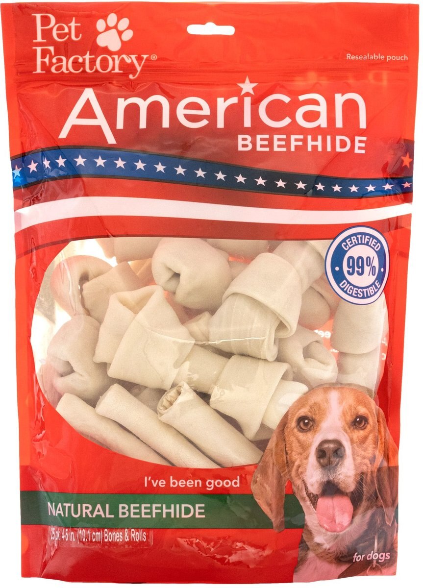 Pet Factory American Beefhide 4 to 5-inch Assorted Natural Flavored Bones and Chip Rolls Chewy Dog Treats