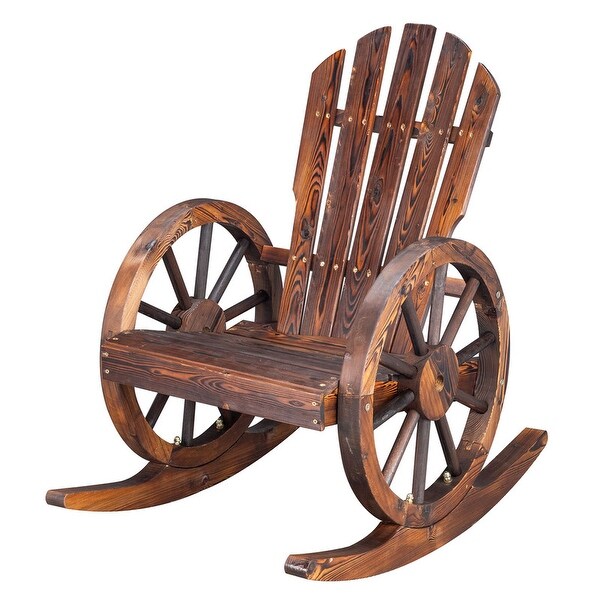 Karlhome Wagon Wheel Wood Adirondack Rocking Chair