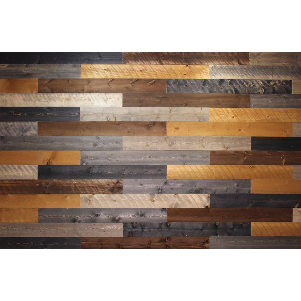 CDA Wood 18 square feet of Pine 38 in x 5 12 in x48 in Accent Wall 5 Color Mixed Boards AWALL185CM