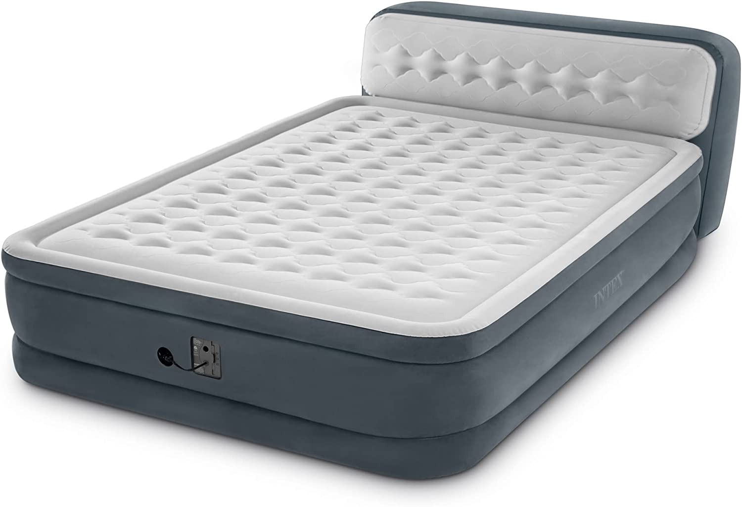 Elevated Fiber Tech Soft Air Mattress Bed with Built-in Pump， Ultra Plush Headboard， and Portable Storage Carrying Case， Queen